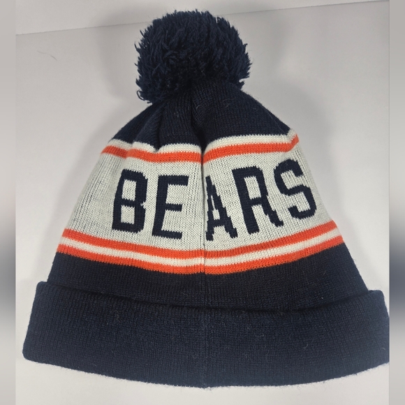 Chicago Bears Pom Beanie NFL Apparel 47 Brand One Size NFL Beanie EUC - Picture 2 of 4